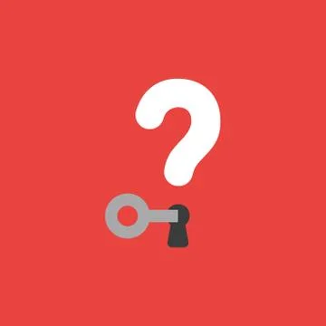 Vector icon concept of key unlock question mark with keyhole on red backgroun Stock-Illustration