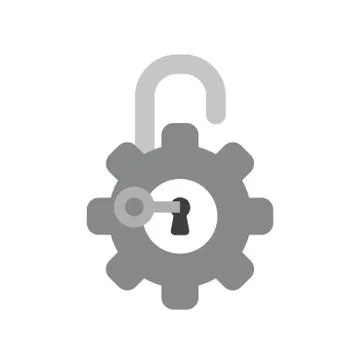 Vector icon concept of key unlock gear padlock Stock Illustration