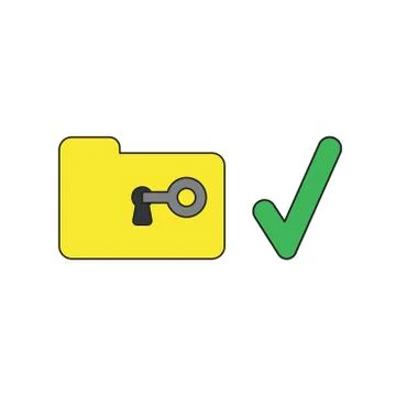 Vector icon concept of key unlock folder with check mark. イラスト素材