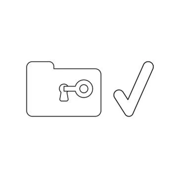 Vector icon concept of key unlock folder with check mark. 스톡 일러스트