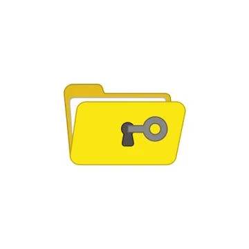 Vector icon concept of key unlock folder keyhole. Stock Illustration
