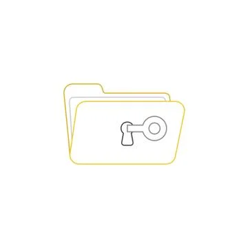Vector icon concept of key unlock folder keyhole. Stock Illustration