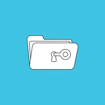 Vector icon concept of key unlock folder keyhole. Stock Illustration