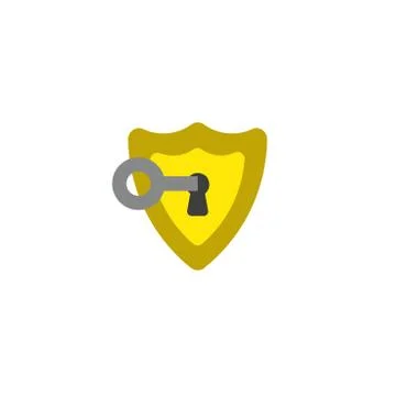 Vector icon concept of keyhole inside shield guard and key unlock or lock イラスト素材