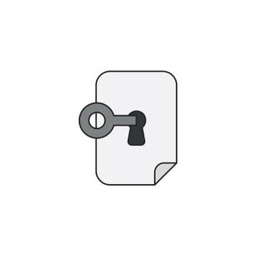 Vector icon concept of keyhole inside paper with key, lock or unlock. 스톡 일러스트