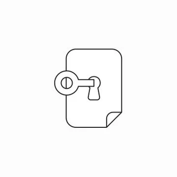 Vector icon concept of keyhole inside paper with key, lock or unlock. Stock Illustration