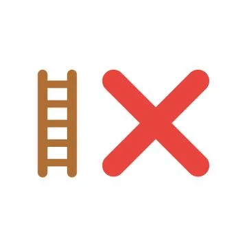 Vector icon concept of ladder with x mark 스톡 일러스트