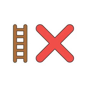 Vector icon concept of ladder with x mark. 스톡 일러스트