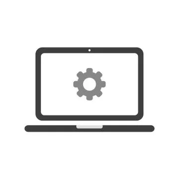 Vector icon concept of laptop computer with gear Stock Illustration