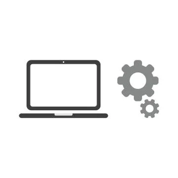 Vector icon concept of laptop computer with gear Stock Illustration