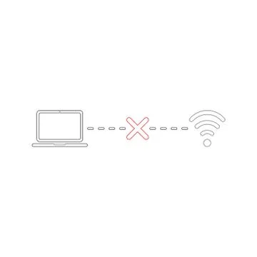 Vector icon concept of laptop connection failure with x mark to wifi wireless イラスト素材