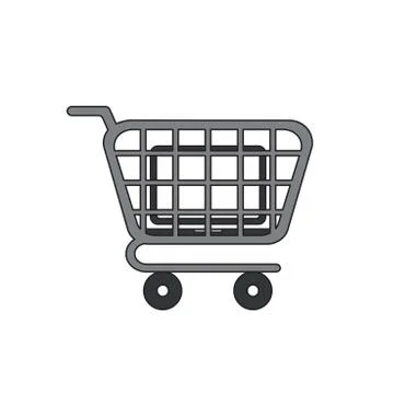 Vector icon concept of laptop inside shopping cart. Stock-Illustration