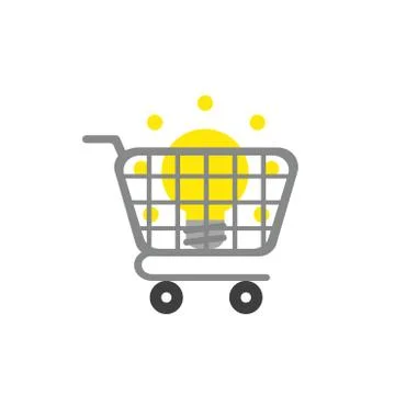 Vector icon concept of light bulb inside shopping cart Stock Illustration