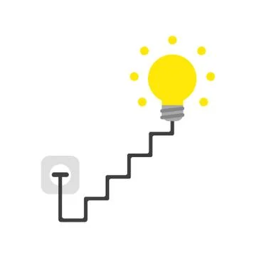 Vector icon concept of light bulb with stairs cable and plug plugged and outl 스톡 일러스트