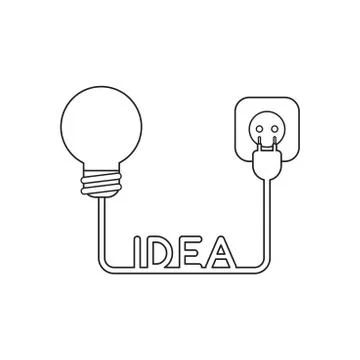 Vector icon concept of light bulb with idea cable, plug and outlet. イラスト素材
