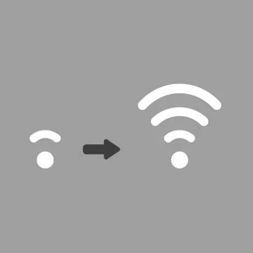 Vector icon concept of low and high wireless wifi symbols on grey backgrounds Stock Illustration