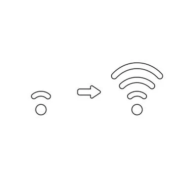 Vector icon concept of low and high wifi signals. Illustrazione stock