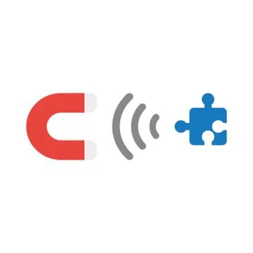 Vector icon concept of magnet attracting missing puzzle piece Stock Illustration