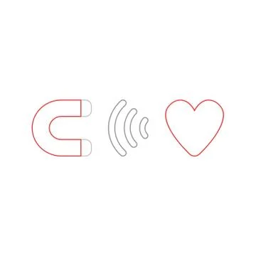 Vector icon concept of magnet attracting heart. Color outlines. 스톡 일러스트