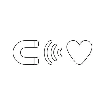Vector icon concept of magnet attracting heart. Black outline. イラスト素材