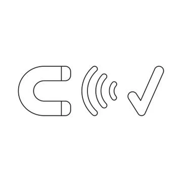 Vector icon concept of magnet attracting check mark. Stock-Illustration