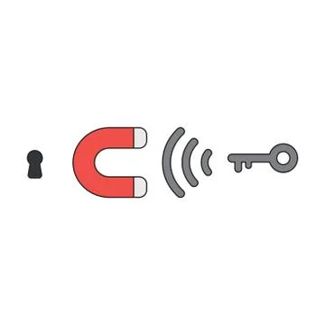 Vector icon concept of magnet attracting key. Stock Illustration