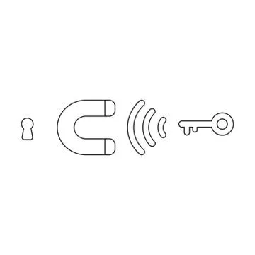 Vector icon concept of magnet attracting key. Stock Illustration