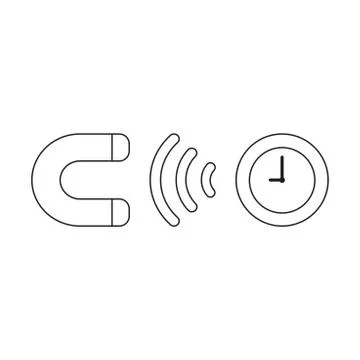 Vector icon concept of magnet attracting clock. Stock Illustration