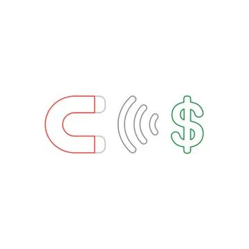 Vector icon concept of magnet attracting dollar symbol. Illustrazione stock