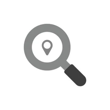Vector icon concept of magnifying glass with map pointer Illustrazione stock