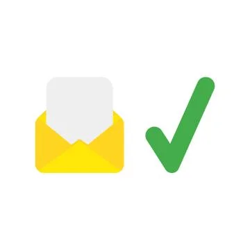 Vector icon concept of mail envelope and blank paper with check mark Stock Illustration