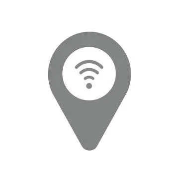Vector icon concept of map pointer with wireless wifi symbol Stock Illustration