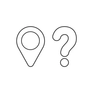 Vector icon concept of map pointer with question mark. Illustrazione stock