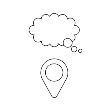 Vector icon concept of map pointer with thought bubble. Stock Illustration