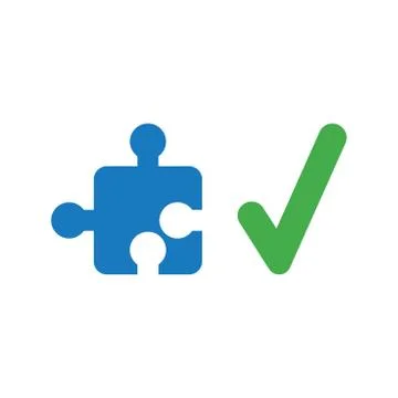 Vector icon concept of missing jigsaw puzzle piece with check mark Stock Illustration