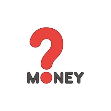 Vector icon concept of money text with question mark. Stock Illustration
