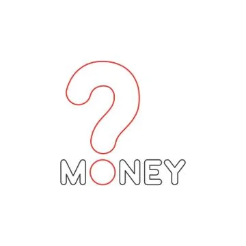 Vector icon concept of money text with question mark. Stock Illustration