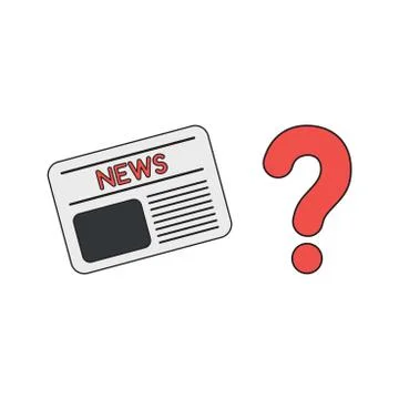 Vector icon concept of newspaper and question mark. Stock Illustration