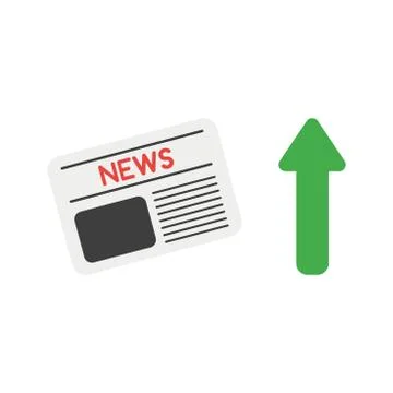 Vector icon concept of newspaper with arrow moving up Stock Illustration