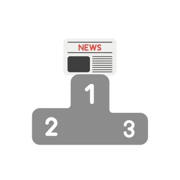 Vector icon concept of newspaper on first place of winners podium Stock Illustration