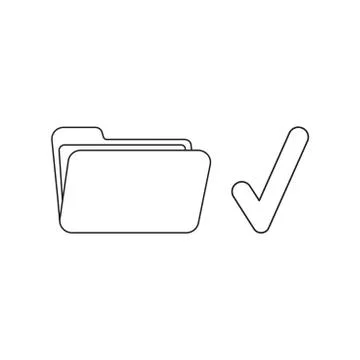 Vector icon concept of open folder with check mark. 스톡 일러스트