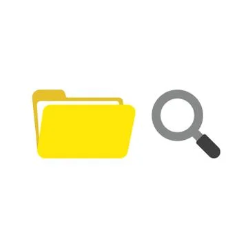 Vector icon concept of opened file folder with magnifying glass Stock Illustration