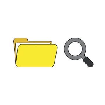 Vector icon concept of opened folder with magnifying glass. Illustrazione stock