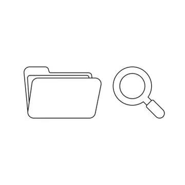 Vector icon concept of opened folder with magnifying glass. Stock Illustration