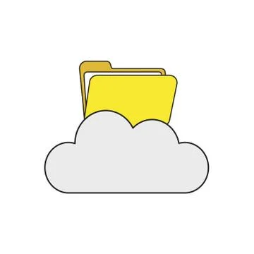 Vector icon concept of opened folder on cloud. Stock Illustration