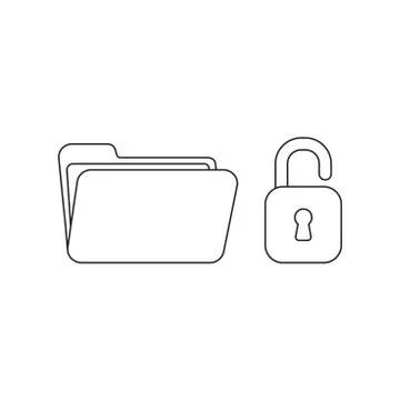 Vector icon concept of opened folder with padlock. 스톡 일러스트