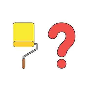 Vector icon concept of paint roller brush with question mark. Stock Illustration