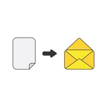 Vector icon concept of paper inside opened mail envelope. 스톡 일러스트