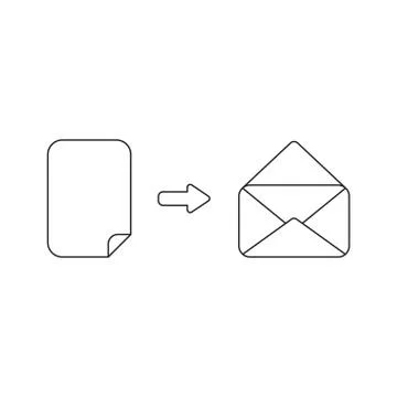 Vector icon concept of paper inside opened mail envelope. Stock Illustration