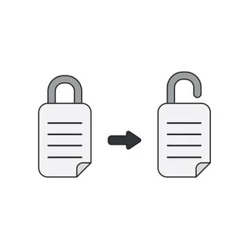 Vector icon concept of paper padlocks, closed and opened. Black outlines and  Stockillustratie
